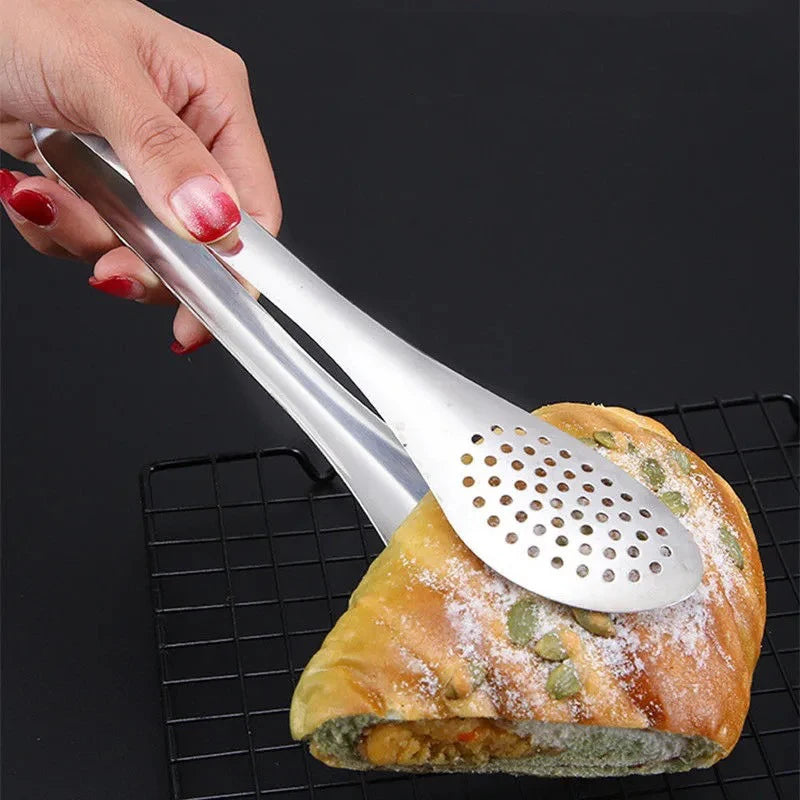 Matklyper i rustfritt stål, klyper til stekt biff på kjøkkenet, grillklyper, klyper til brød og baking
