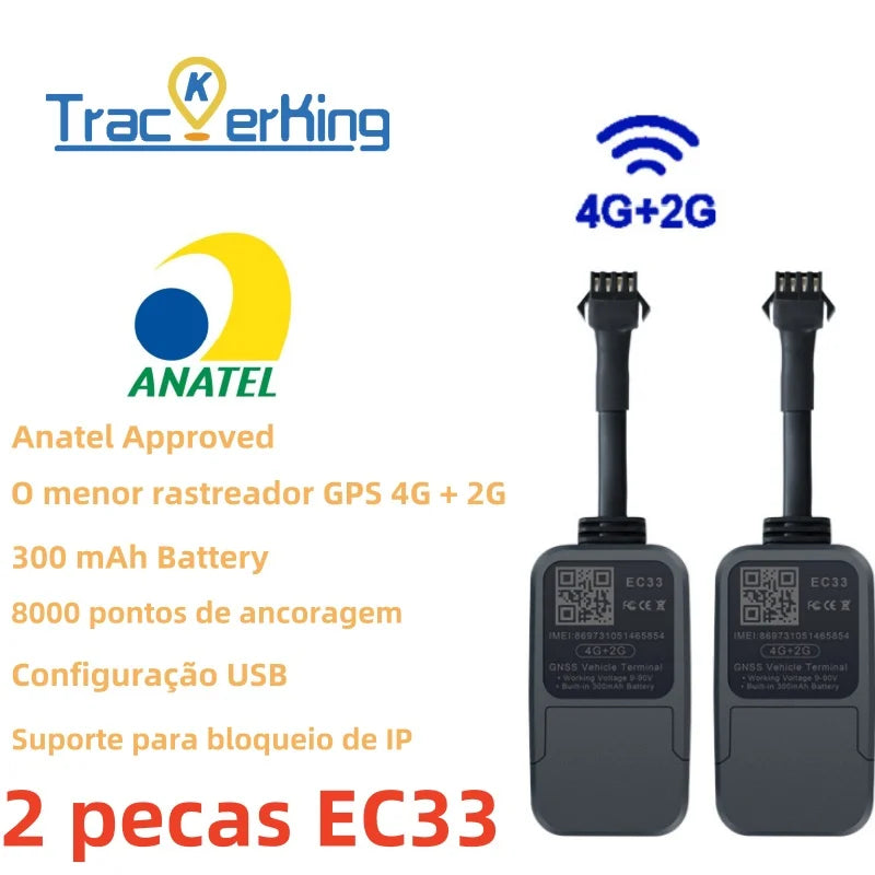 2kom EC33 4G+2G GPS tracker s baterijom od 300mAh TrackerKing Najmanji tracker Relay GPS Rastreador GPS J16 Acc Alarm