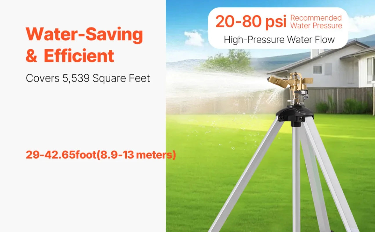 Robust trebenet plænesprinkler med messinghoved og 360° dækning