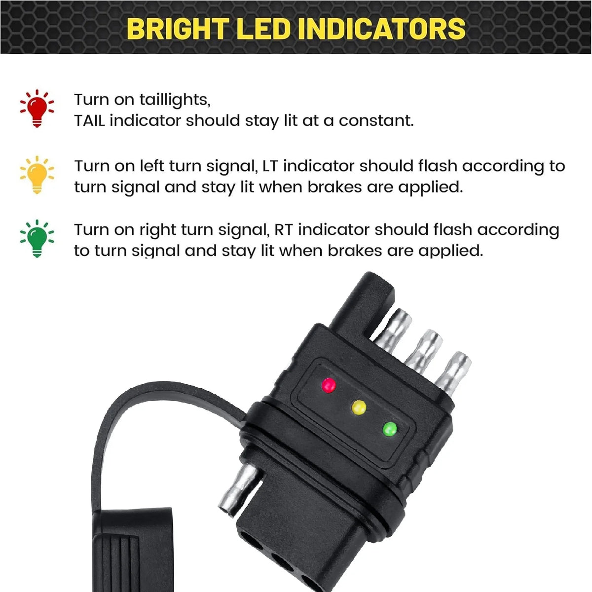 Testador LED para ficha plana de reboque de 4 ou 5 pinos