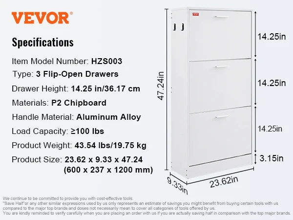 3-Drawer Flip Shoe Cabinet for Entryway Storage and Organization