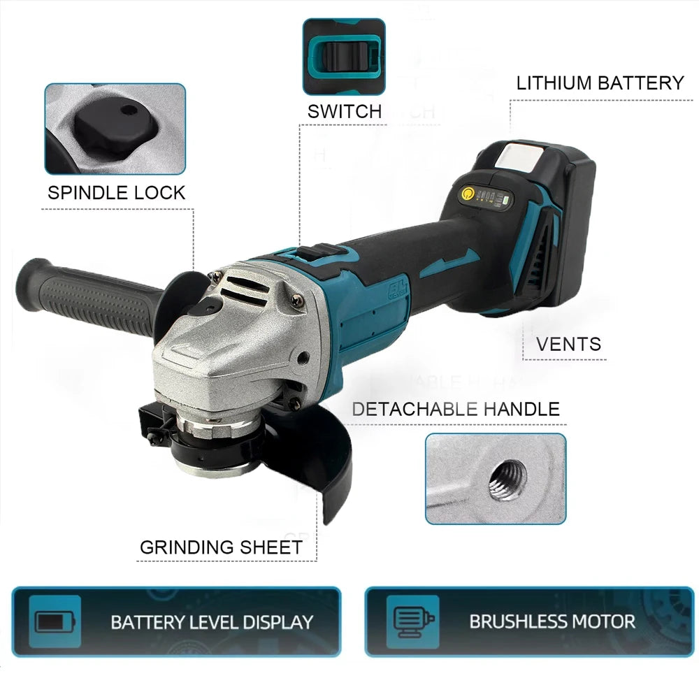 125mm Brushless Electric Angle Grinder and Impact Wrench Combo Kit