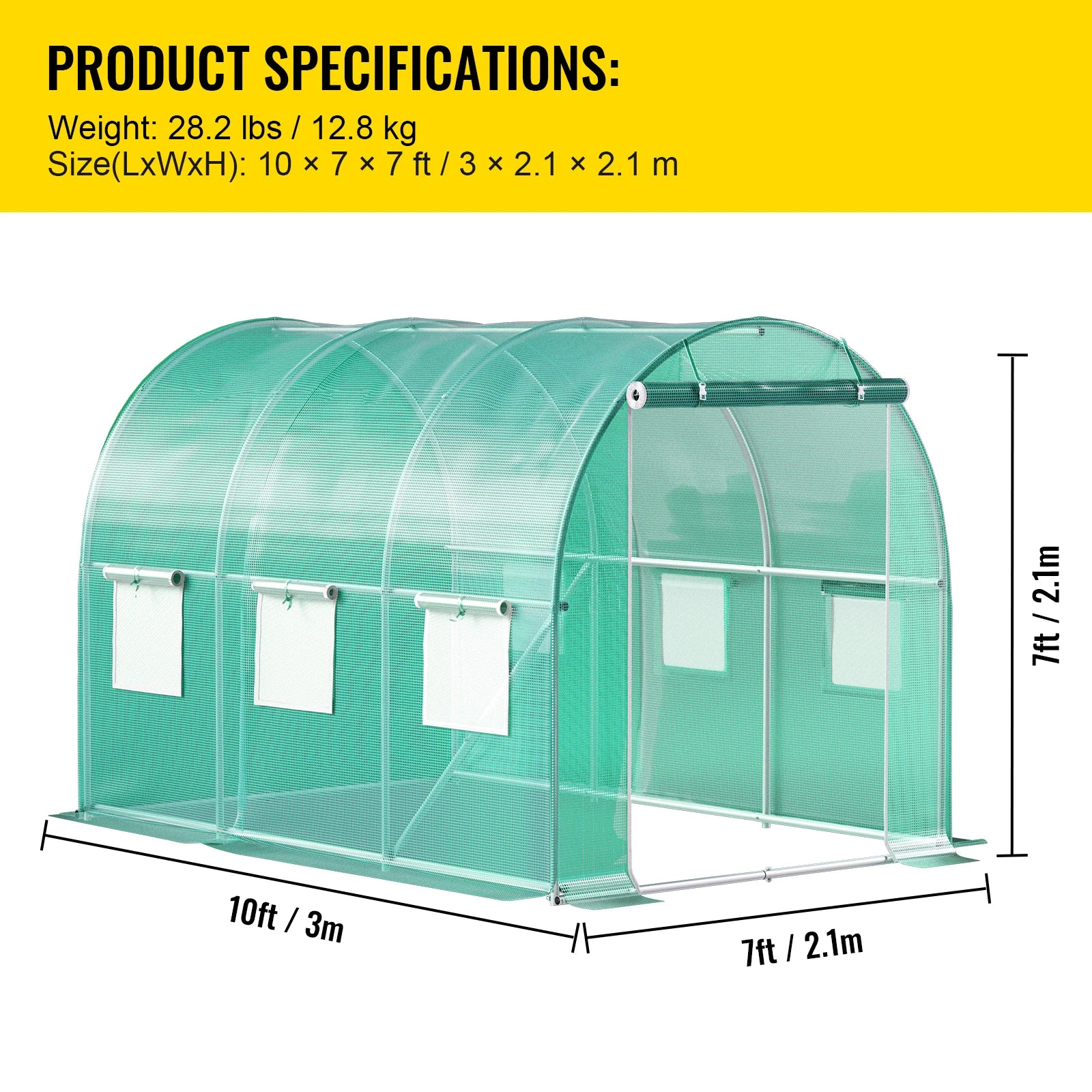 Walk-In Tunnel Greenhouse Galvanized Frame Waterproof Cover