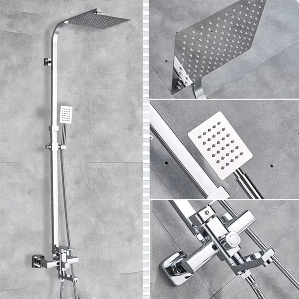 Black Wall Mounted Shower Faucet Set with Swivel Spout
