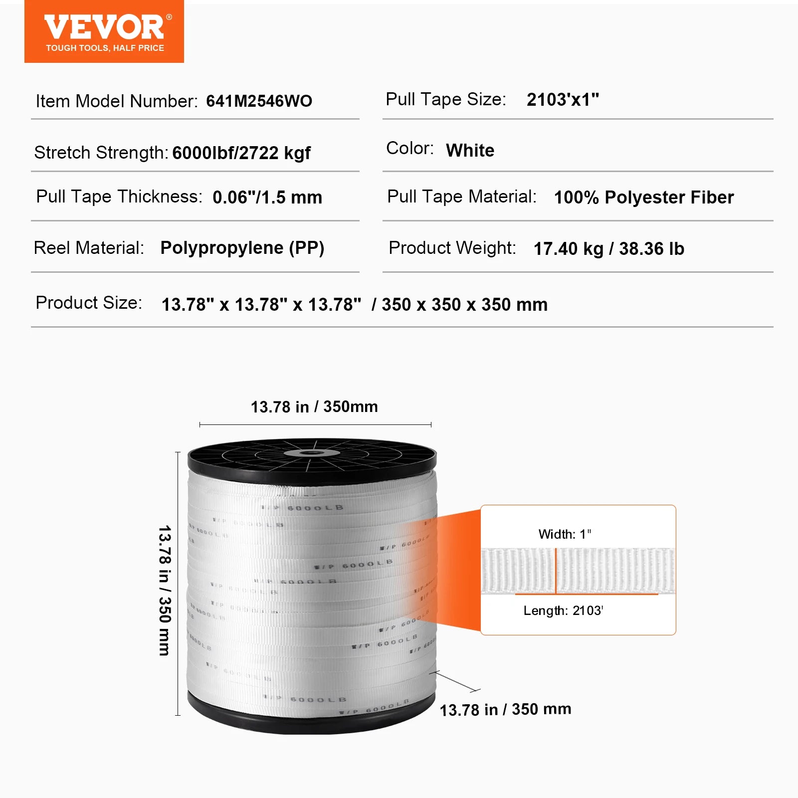 Polyester Pull Tape Flat Rope for Cable Pulling and Conduit Work