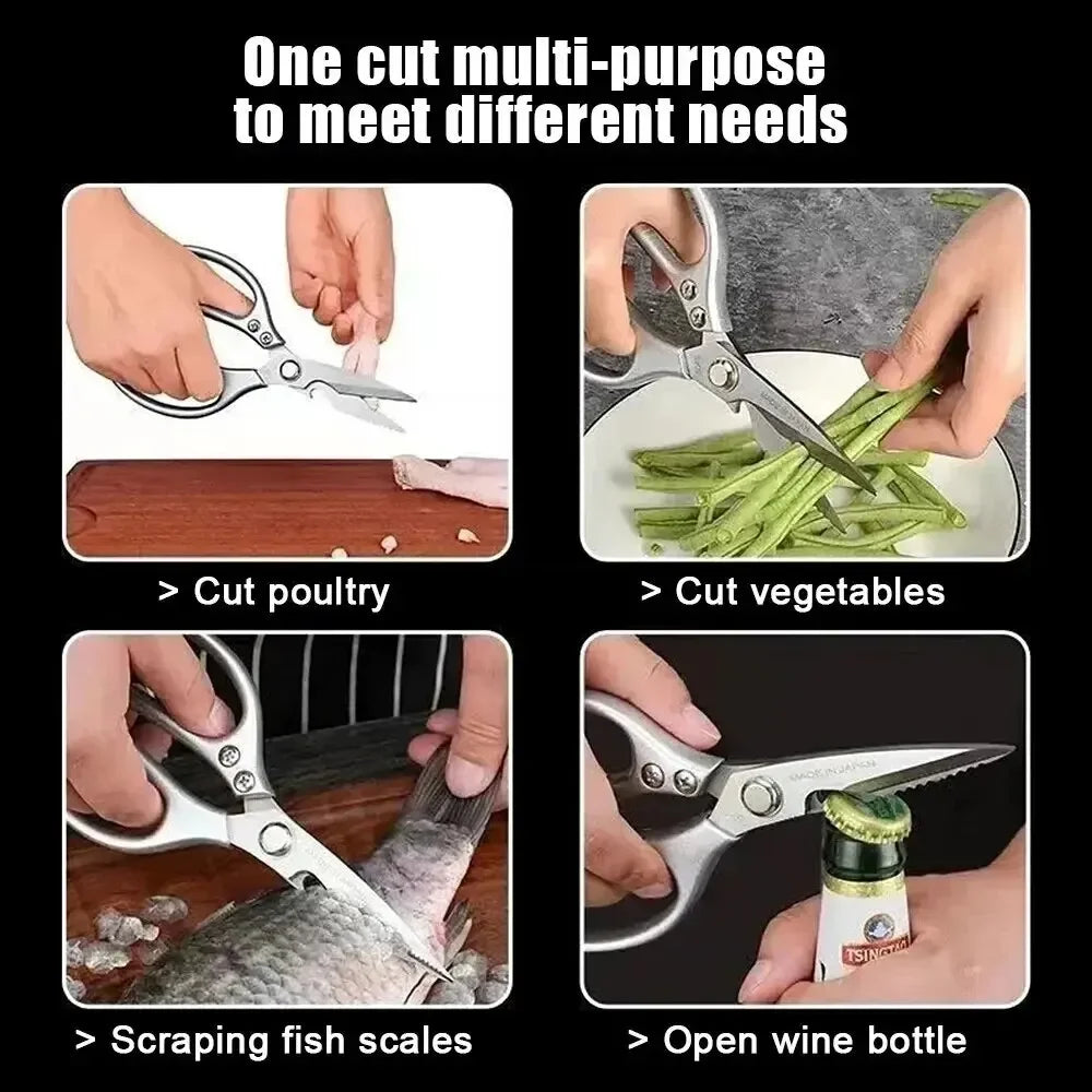 Professional 8.5-inch kitchen scissors with a variety of handle materials to choose from; multi-functional tool food scissors