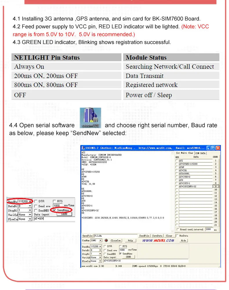 SIM7600SA-MNSE LTE Cat1 4G Mini jadrová doska s GNSS