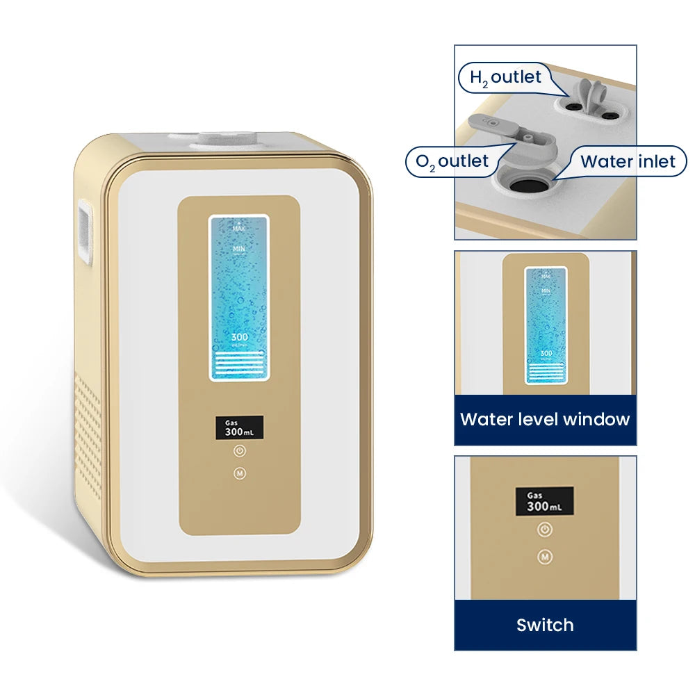 300ml Hydrogen Inhalation Machine with Dual Outlet & Timer Control
