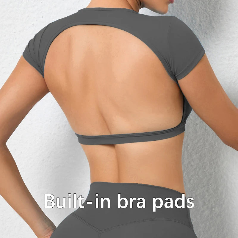 Top crop fără spate, elastic, pentru antrenament