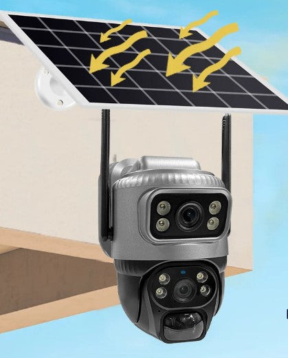 V380 8MP 4K соларна камера - 4G/Wi-Fi двулещова PTZ охранителна и нощно виждане 📷