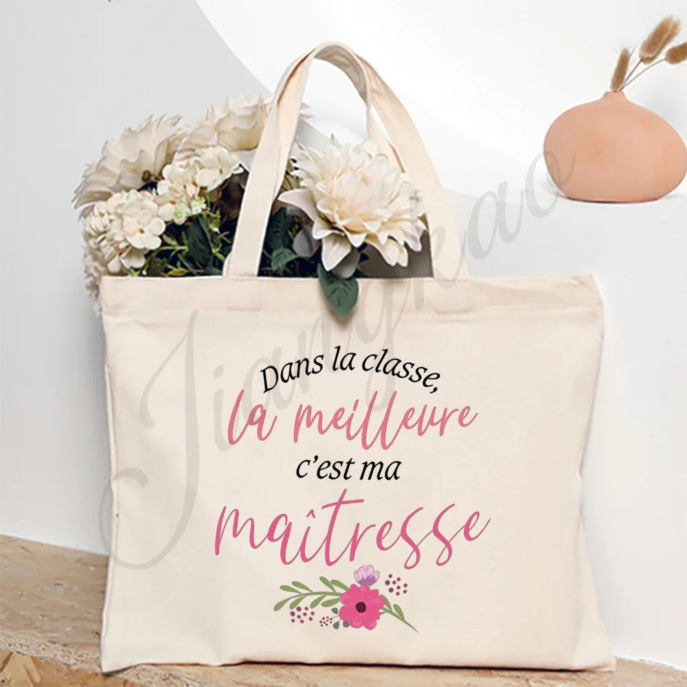 Sac fourre-tout en toile pour remercier un professeur de français
