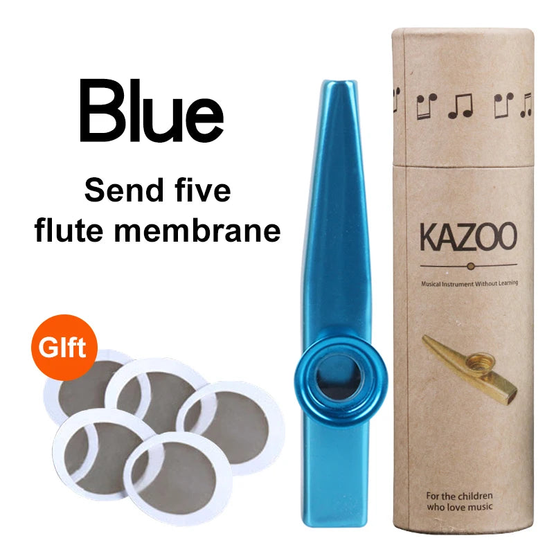 Kovové kazoo s piatimi náhradnými membránami