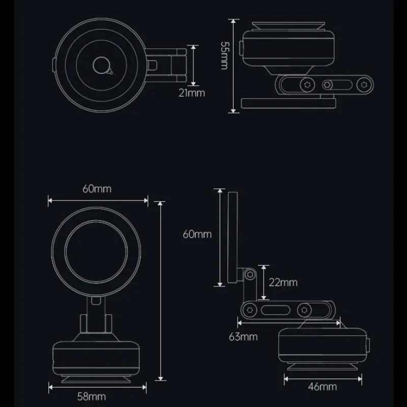 New X93 Magnetic Car Phone Holder 360 degree Rotation Vacuum Adsorption Strong Suction Holder for Mobile Phone Car Bracket