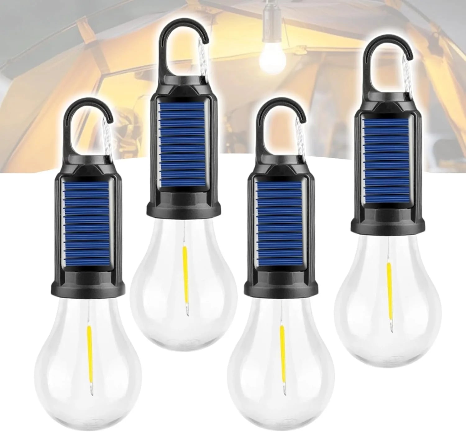 Solárna kempingová lampa s háčikom, 3 režimy svetla, dobíjateľná cez USB-C