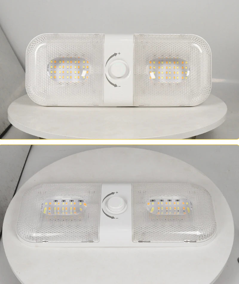 120 LED Car Interior Reading Light 3 Color Dimming 12V/24V