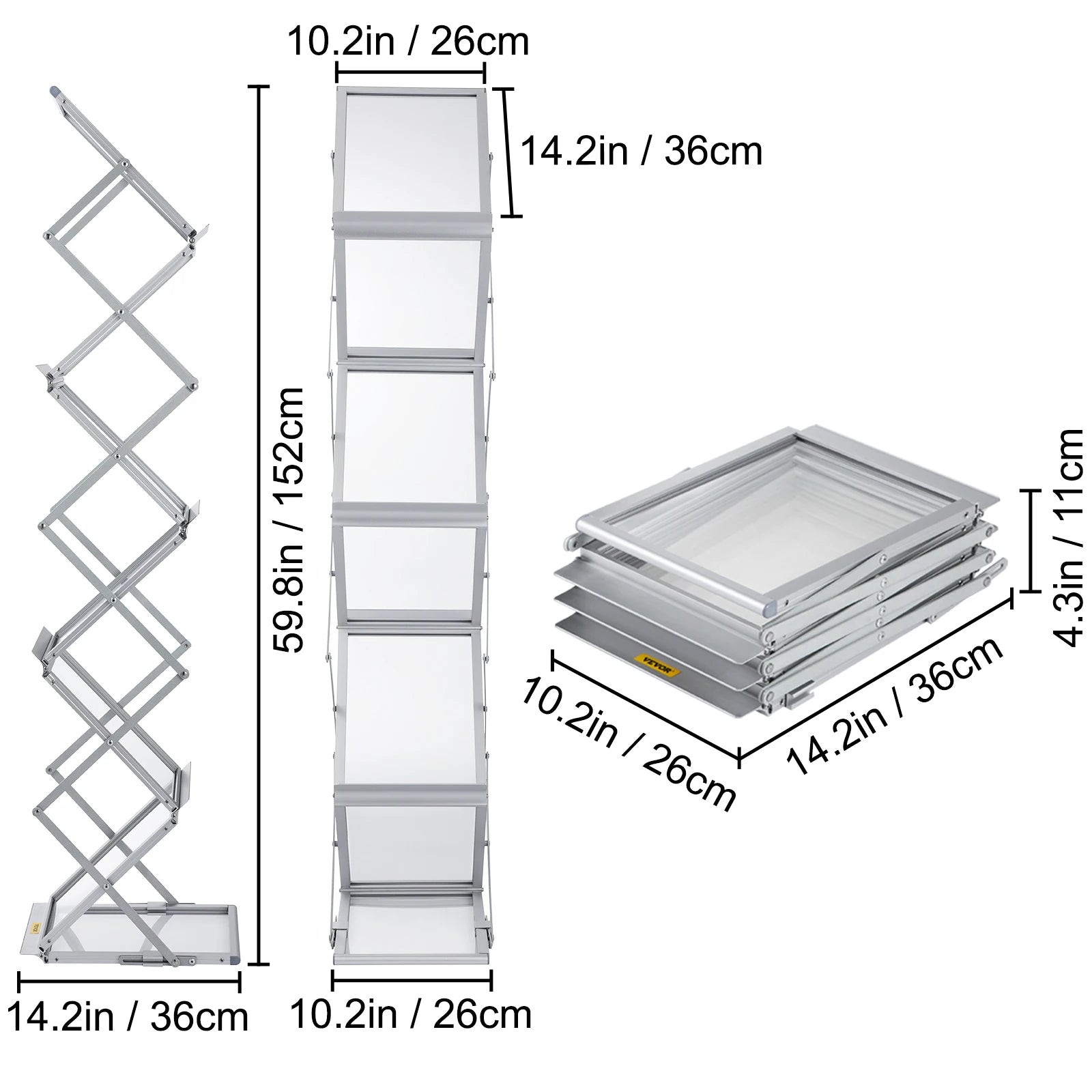 6 Pocket Foldable Literature Rack Stand with Carry Bag