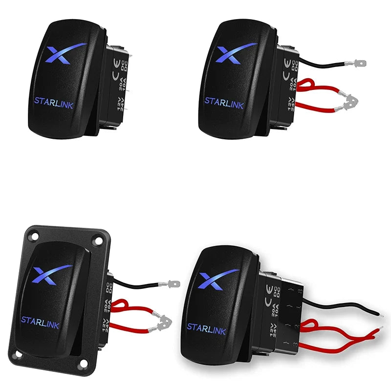Interruttore a bilanciere SPST a 5 pin con etichetta Starlink e LED blu