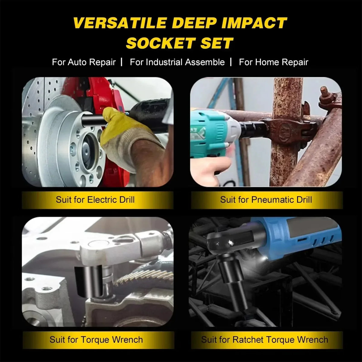Half-Inch Drive Deep Impact Socket Set