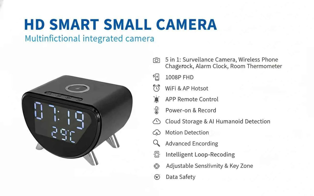 4K WiFi Clock Camera with Motion Detection