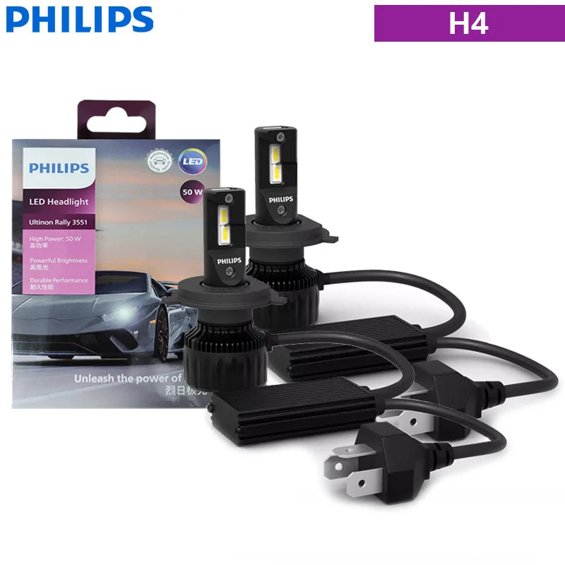 Philips Ultinon Rally 3551 H7 H4 H11 HB3 HB4 HIR2 LED Headlight 100W 9000LM High Power Super Bright Car Light 6500K White Lamps