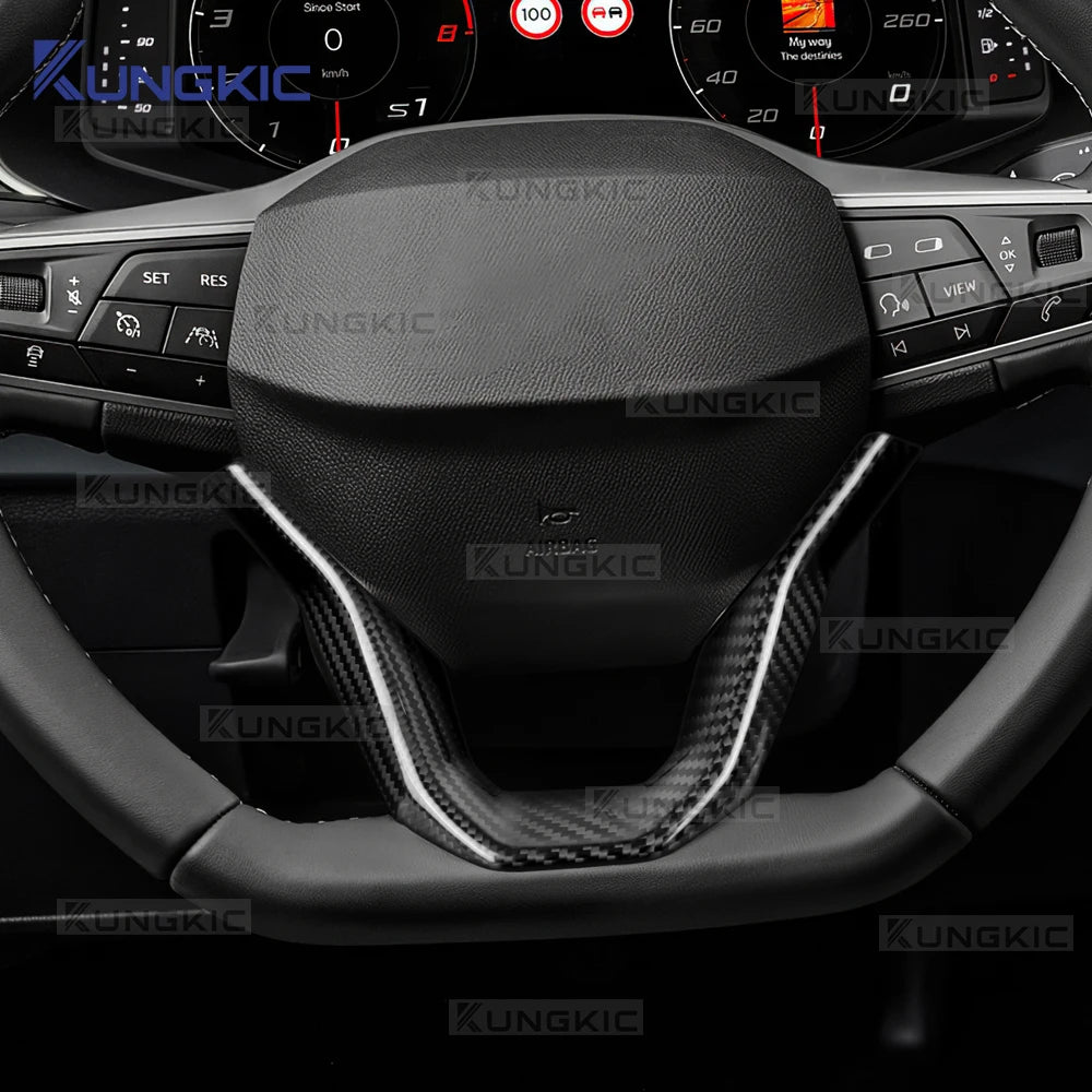 Dry Carbon Fiber Steering Wheel Bottom Trim for Seat and Cupra