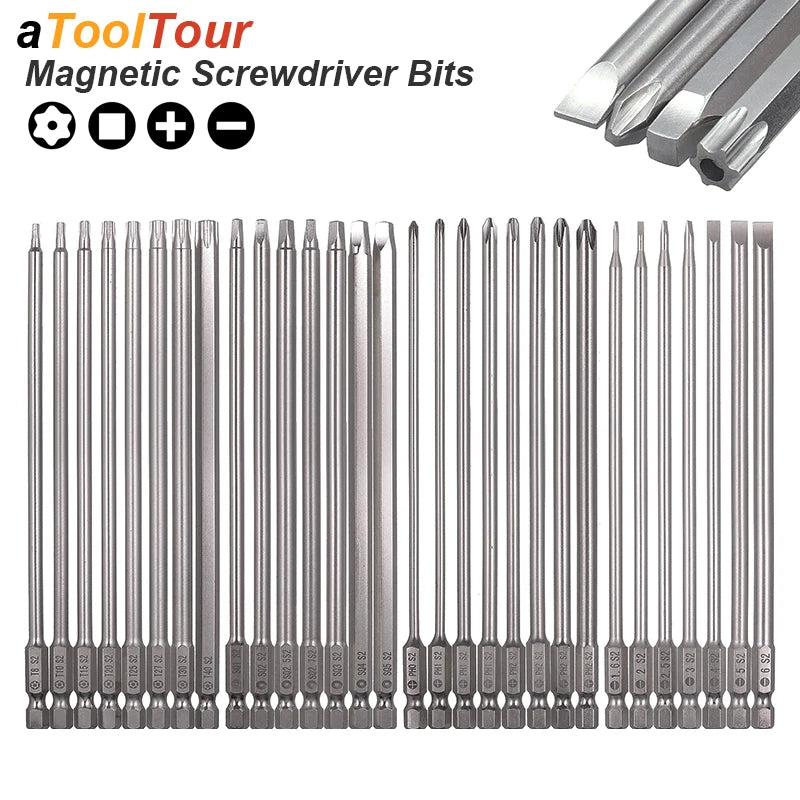 Screwdriver Bit Torx Slotted Phillips Square Socket Tip Magnetic Head 1/4 Shank For Power Drill Tool Precision Screw Driver Bat