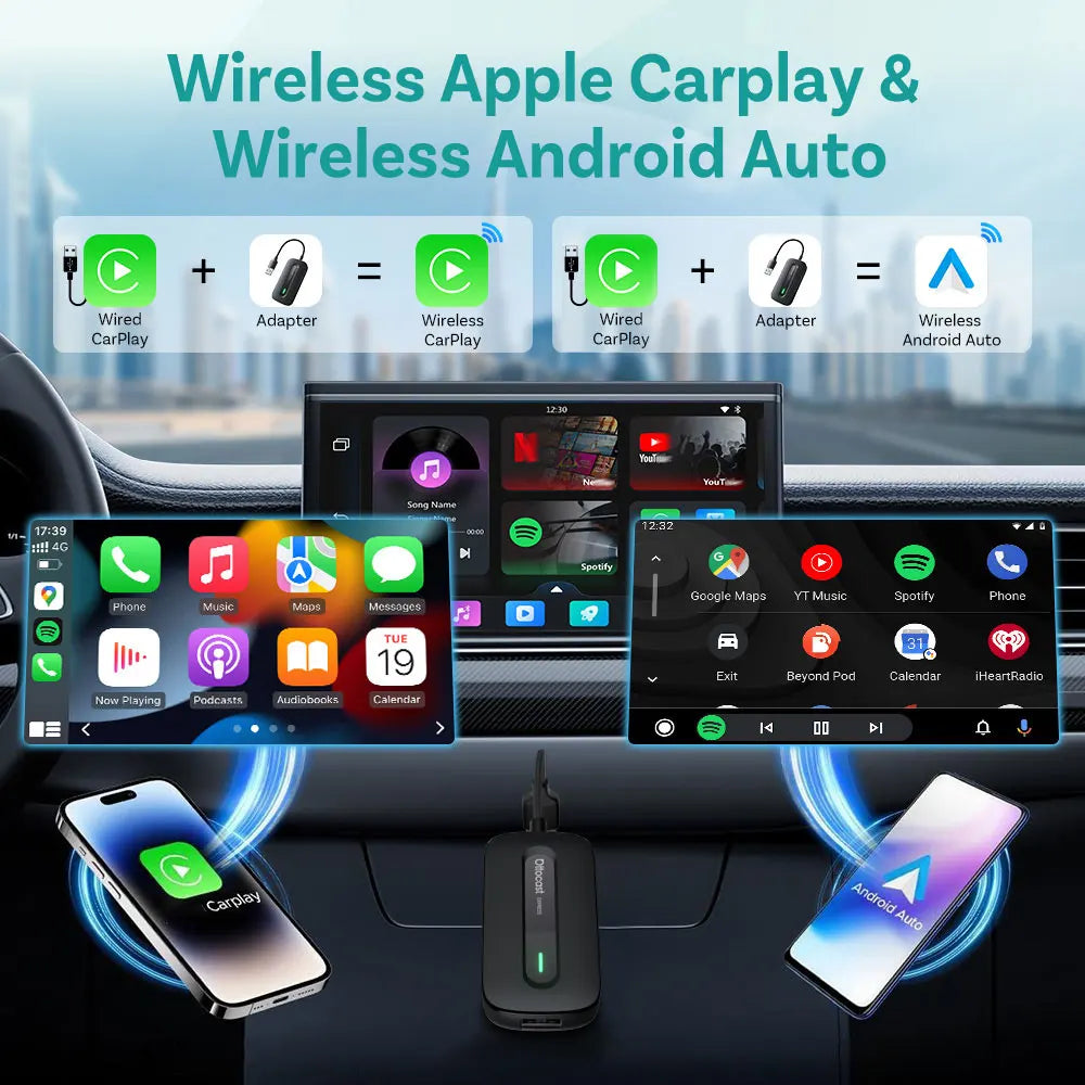 Wireless In-Car Phone Adapter with Pre-Installed Video Apps