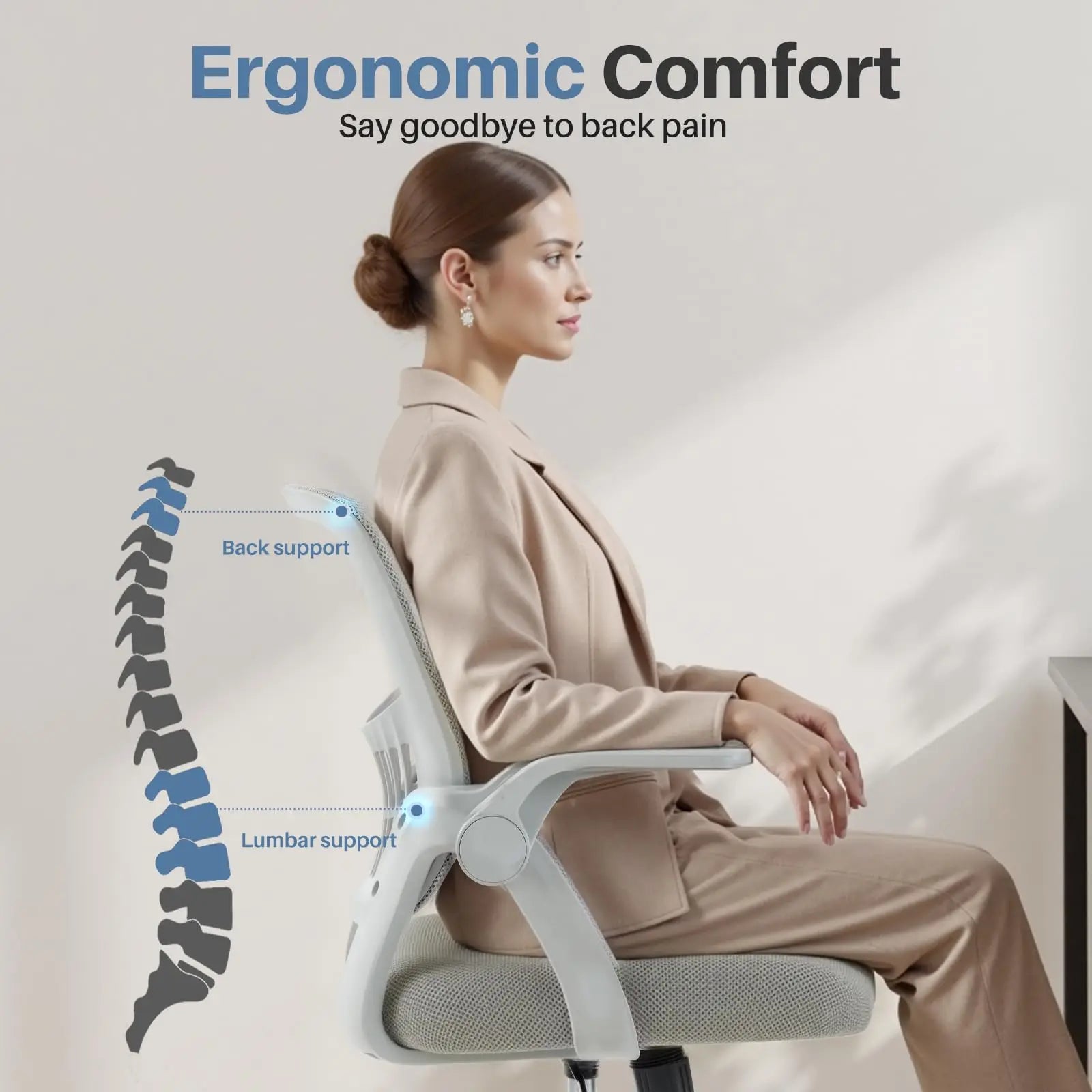 Ergonomic Office Chair with Lumbar Support, Swivel & Adjustable Height