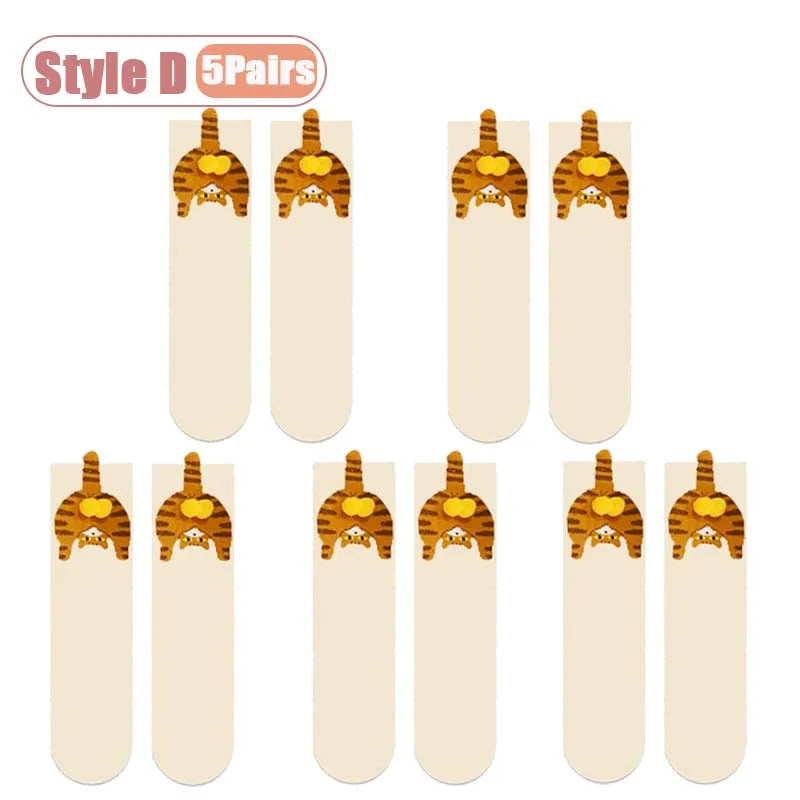 Cartoon Cat Egg Couple Socks Cozy Mid-Calf Cotton for Maternity Warm Winter Cute Present for Christmas Cat Lovers Family