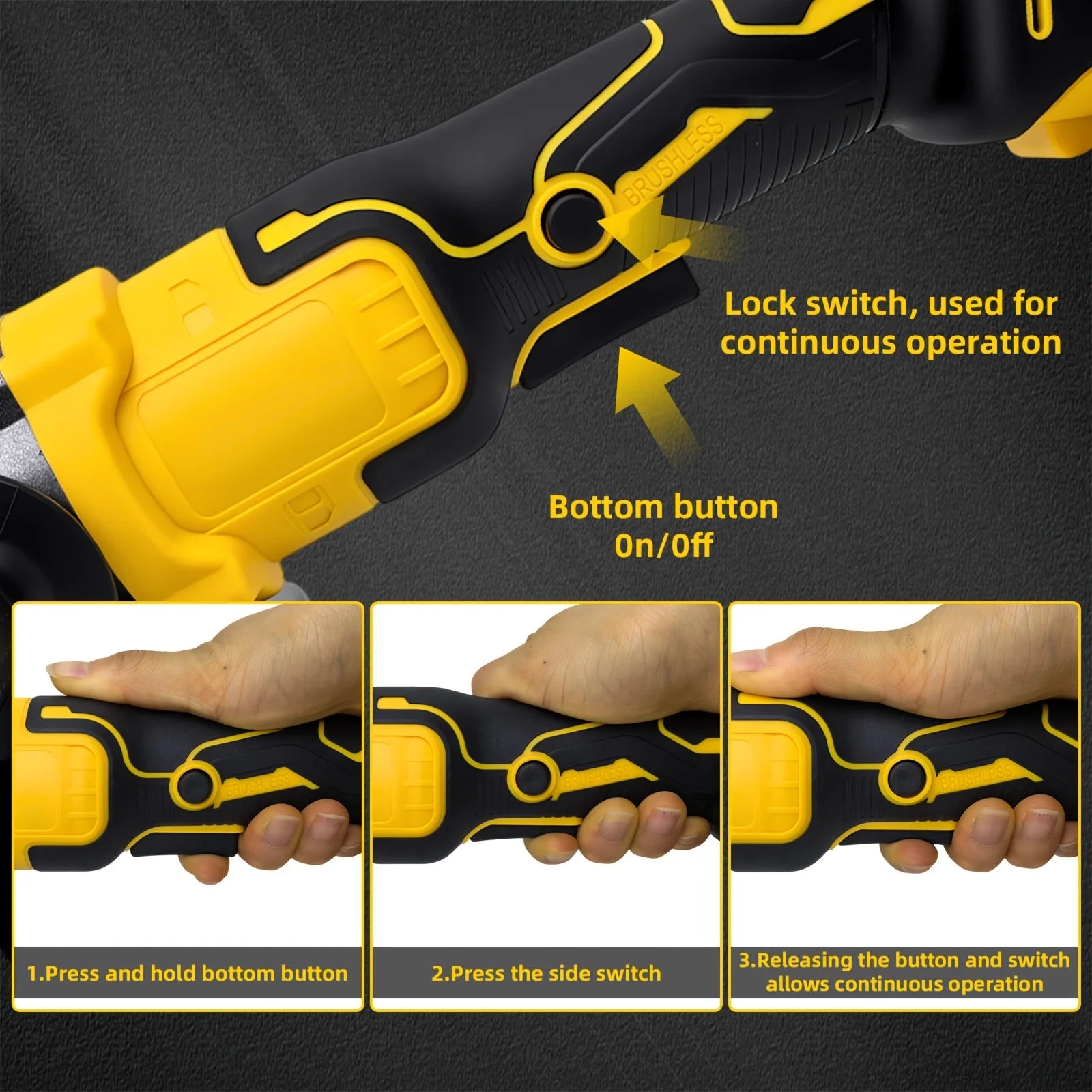 Cordless 5" Angle Grinder for Dewalt 20V Battery, 3 Speeds