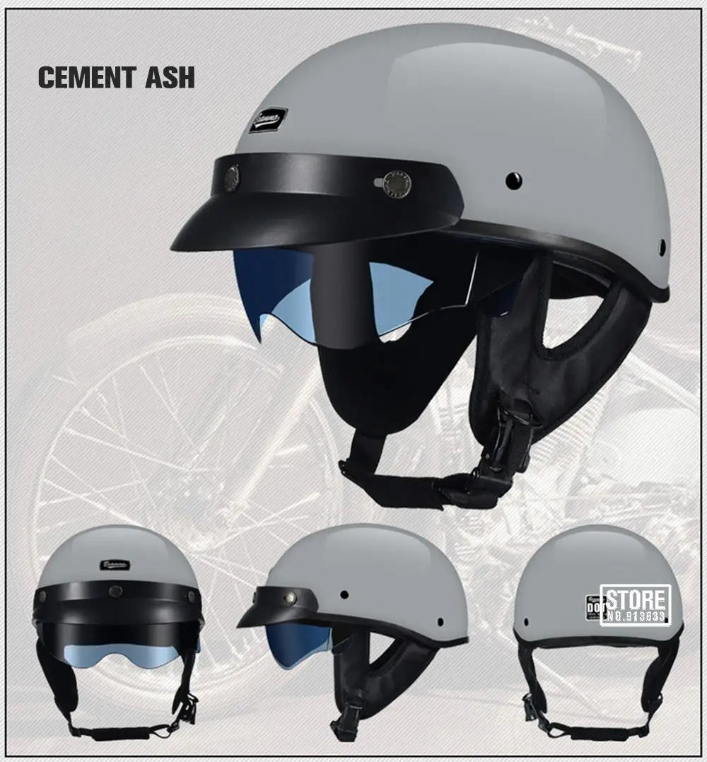 Retro Motorcycle Helmet DOT Certification Moto Helmet Men Women Half Helmet HD Lens Casco Four Seasons Riding Scooter Capacetes