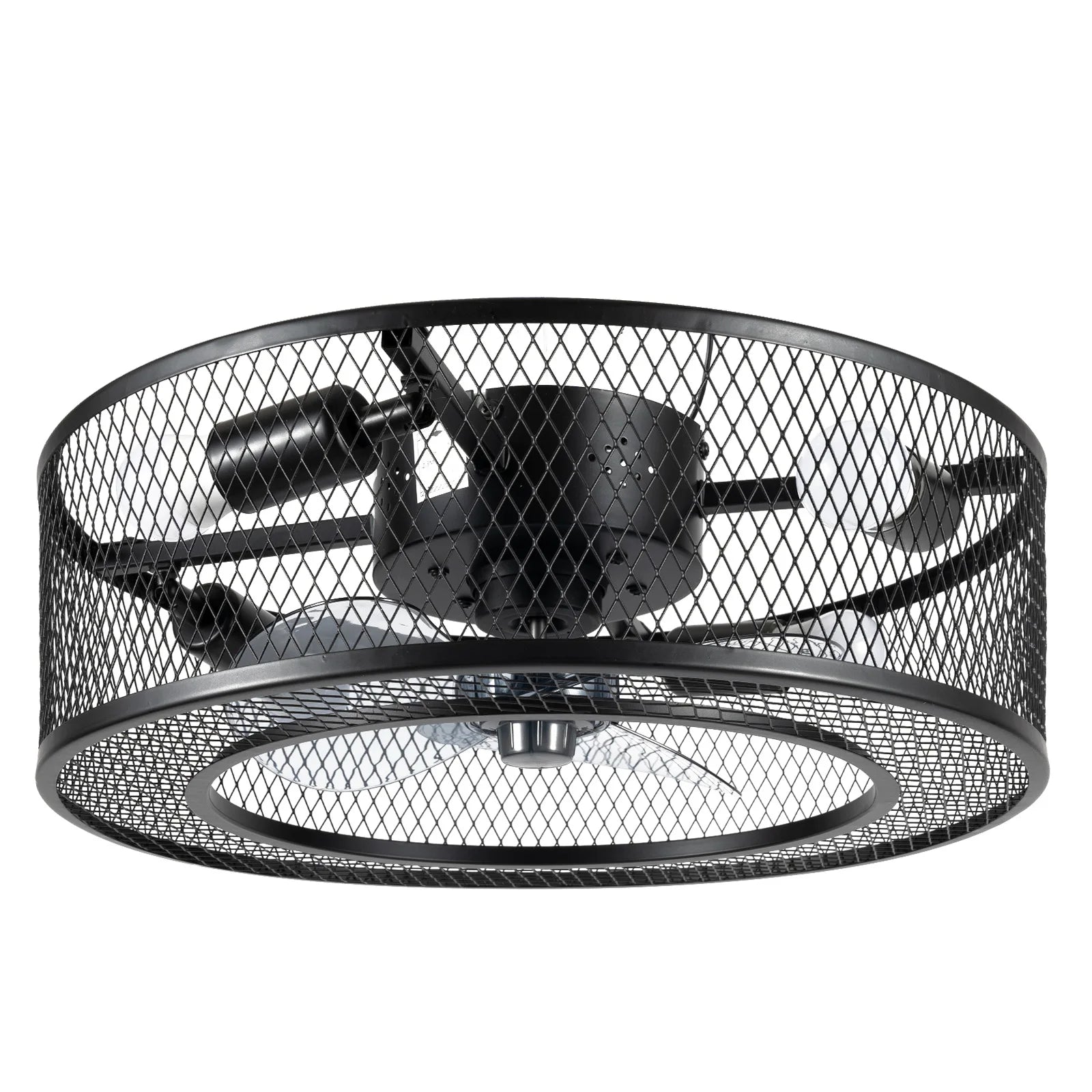 Ventilateur de plafond 18 pouces avec lumière et télécommande, noir, douille E27 x4