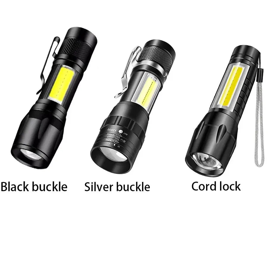 Lampe torche rechargeable mini avec mise au point réglable et lumière latérale