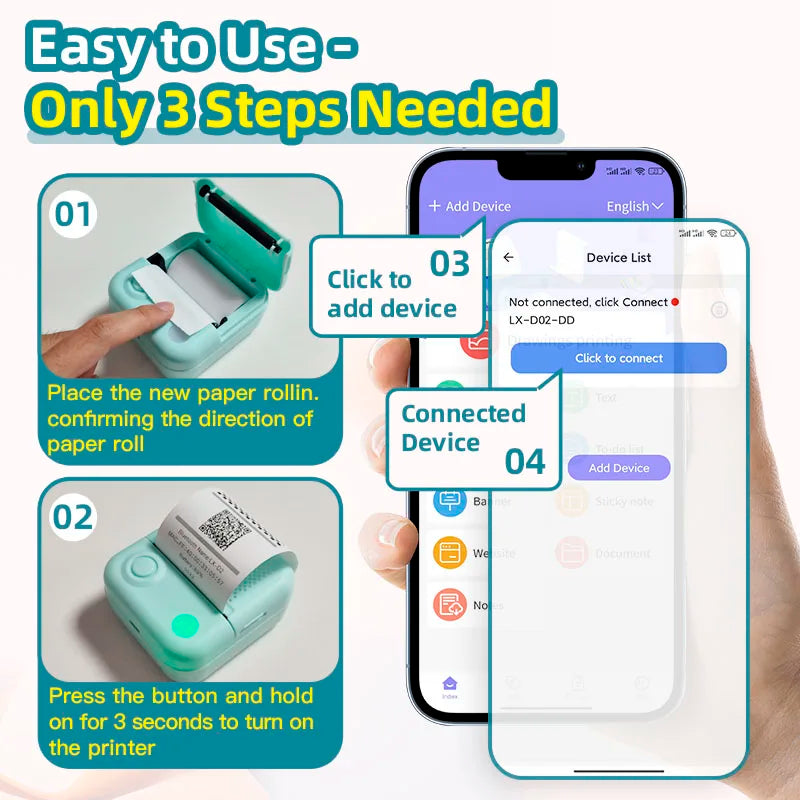 Thermal Laber Printer MINI Wirelessly BT 203dpi Photo Label Memo Wrong Question Printing With USB Cable Imprimante Portable