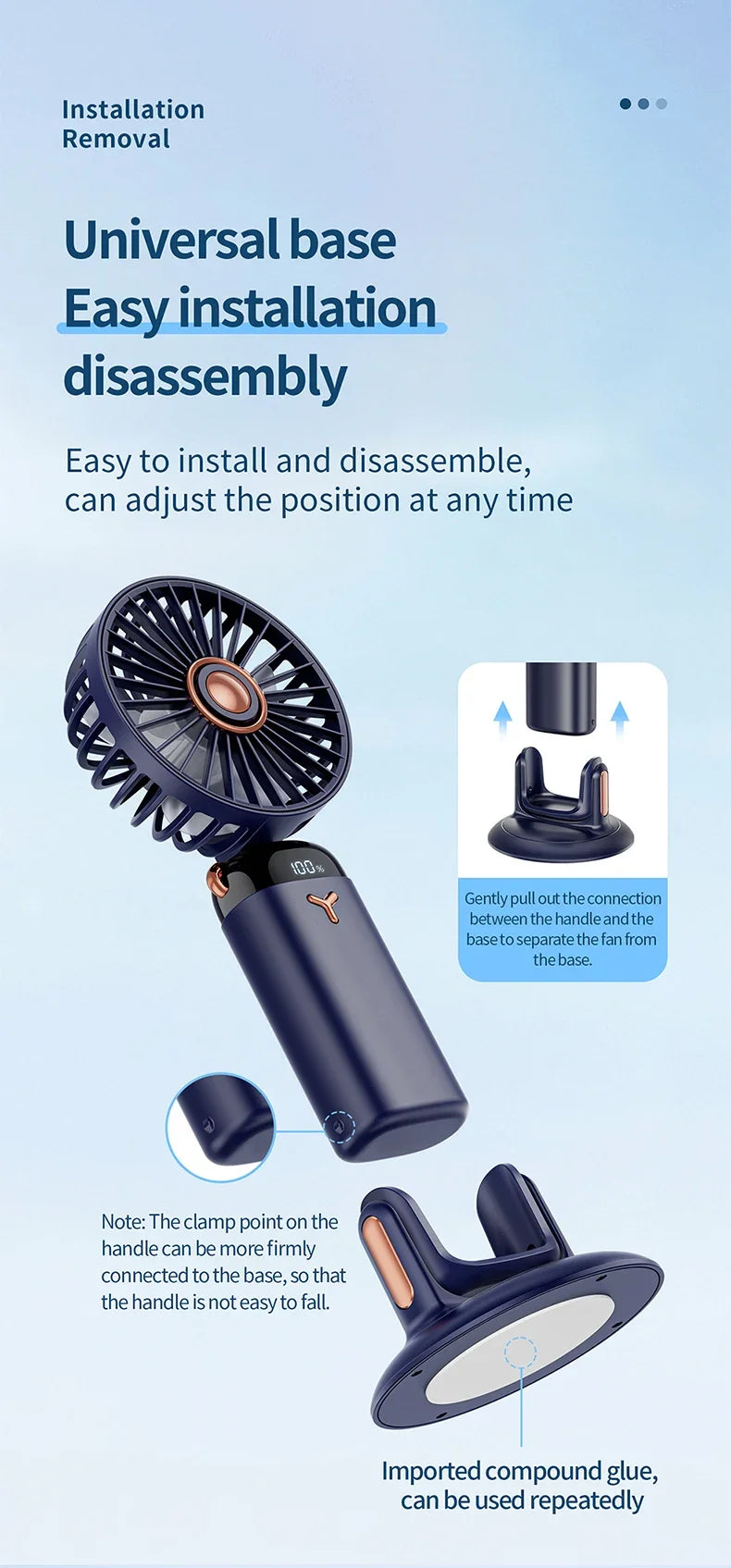 Foldable 5-Speed Handheld Mini Fan with LED Display