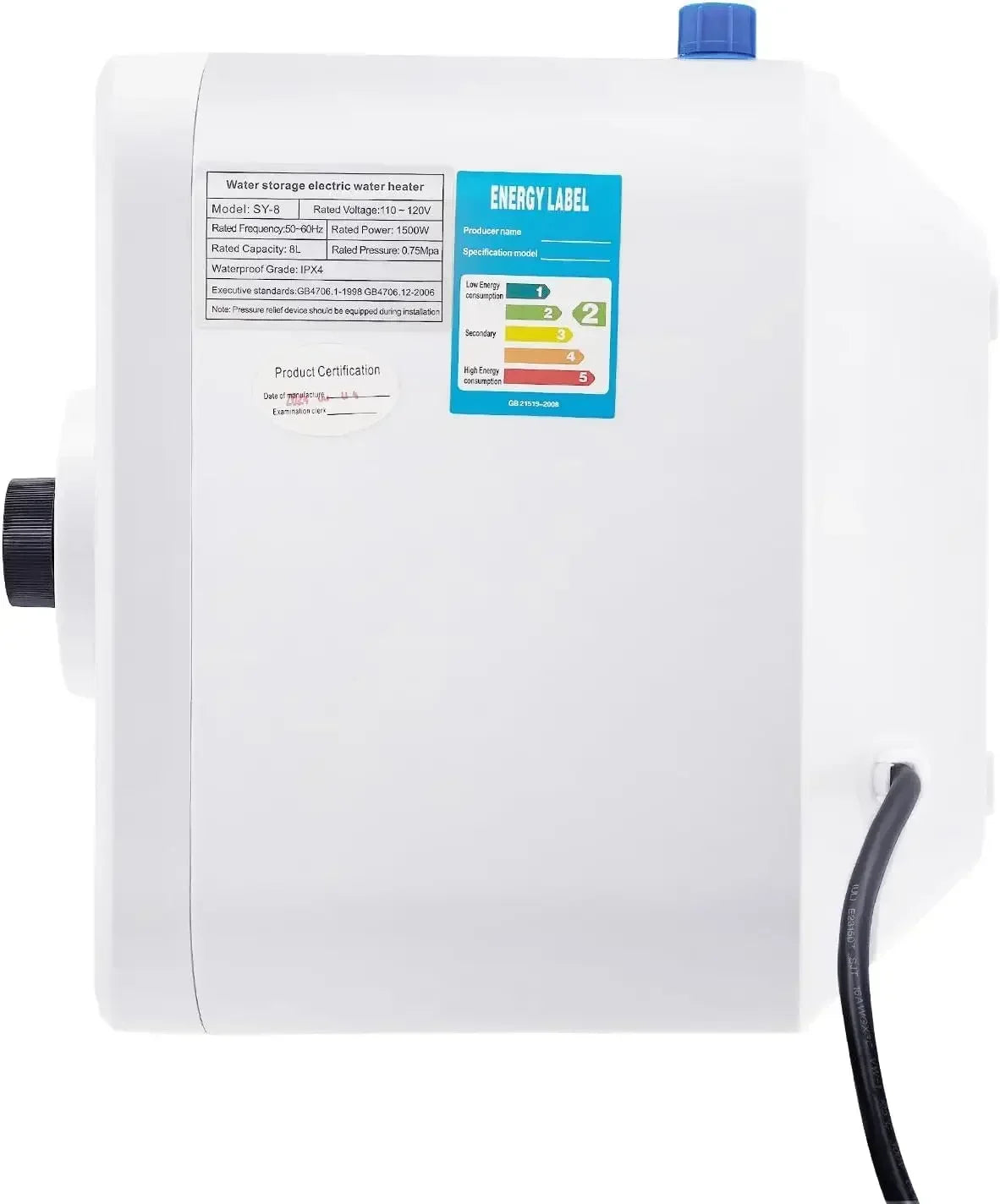 Mini ohřívač vody 2,1 galonu 1500W 110V pod dřez