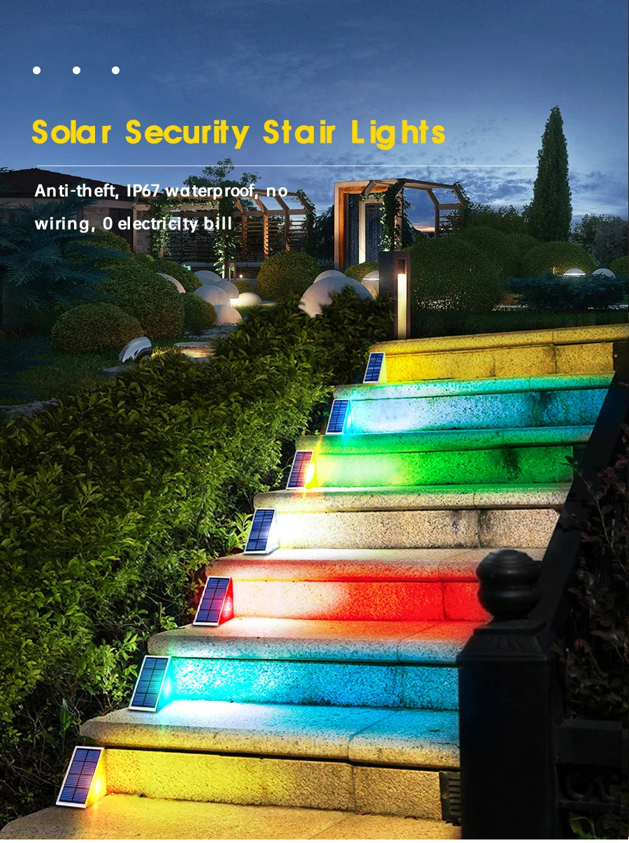 LED Step Lamp Stair Light Outdoor IP67 Waterproof Solar Light With Lens Anti-theft Design Decor Lighting For Garden Deck Path