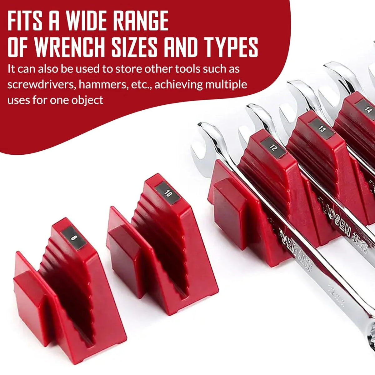 Wrench Organizer Modular System – 12 PCS Magnetic Wrench Organizer for Tool Box Drawer, Modular Wrench Storage Rack