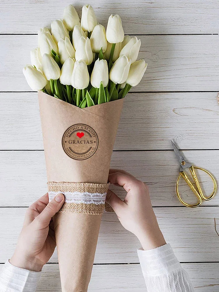 Kraft Gracias Thank You Labels Stickers