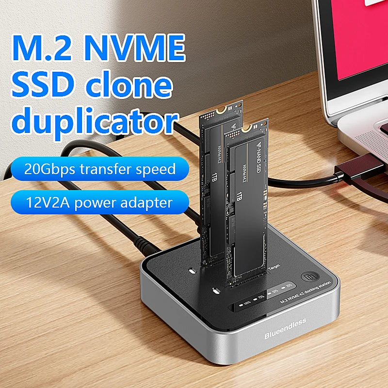 SD08 Dual-Bay M.2 NVMe SSD Dock and Cloner