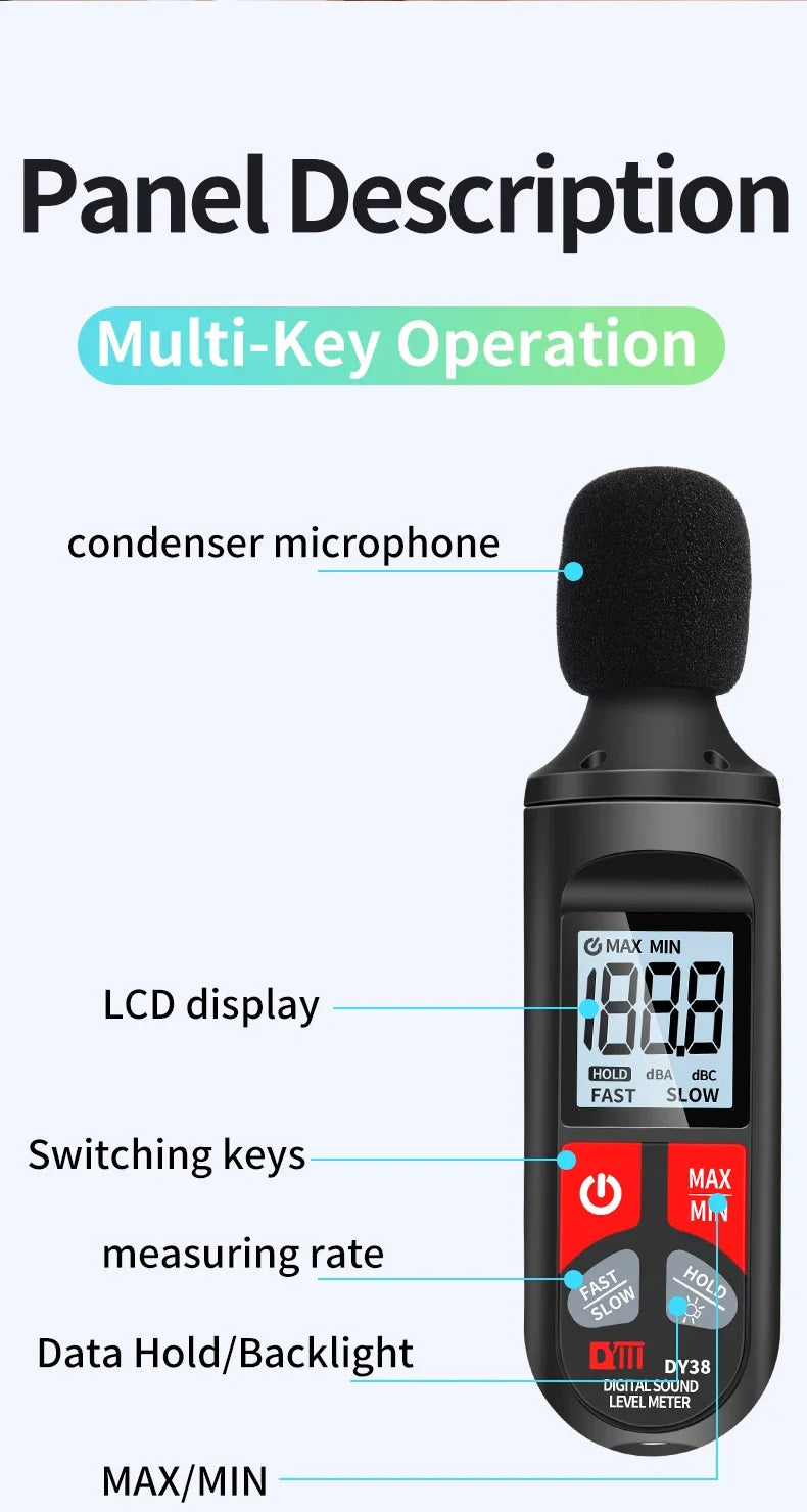 DY38 digitale geluidsniveaumeter