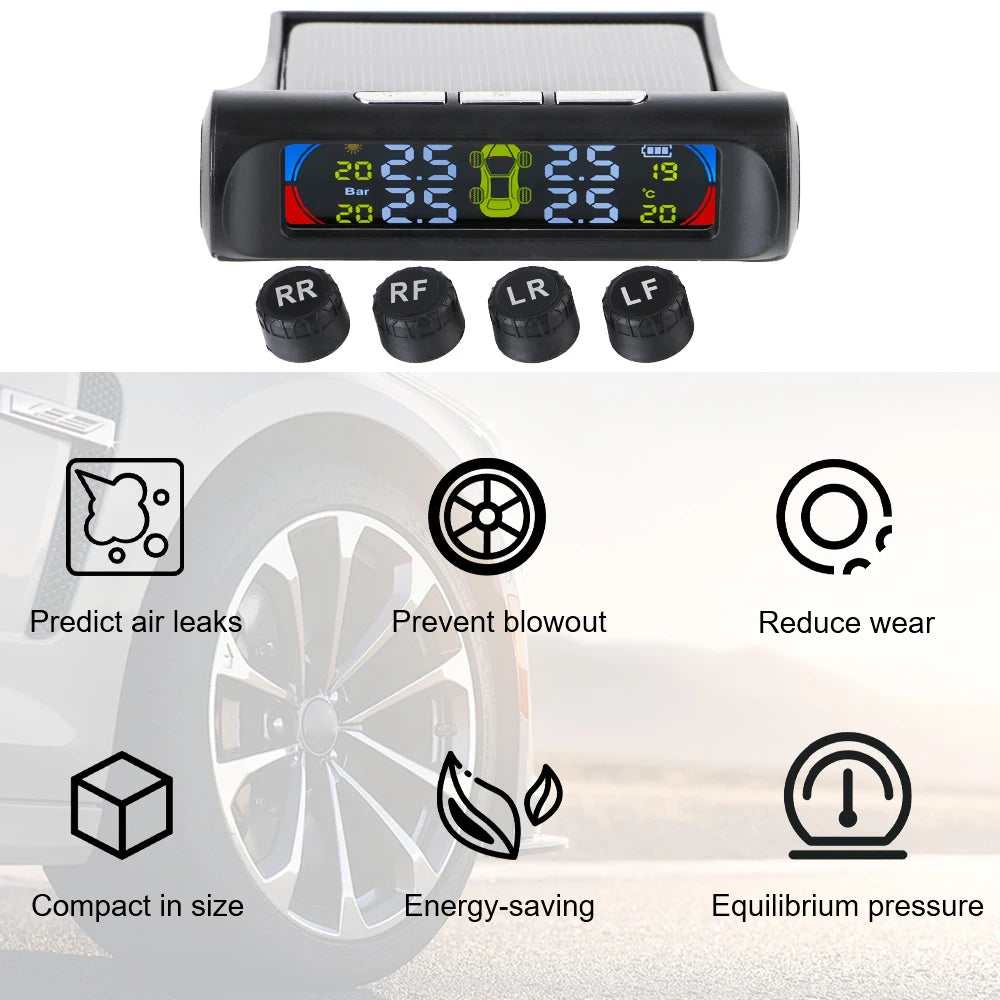Solar TPMS Tire Pressure Monitoring System with External Sensors