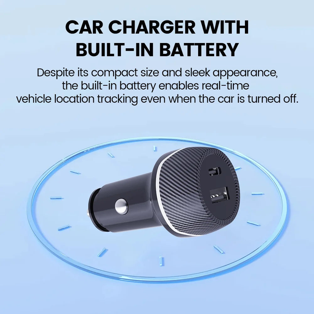Car Charge GPS Locator Tracker Fast Charging USB Type C Car Charger Adapter Work With Android Google Find My APP Vehicle Tracker