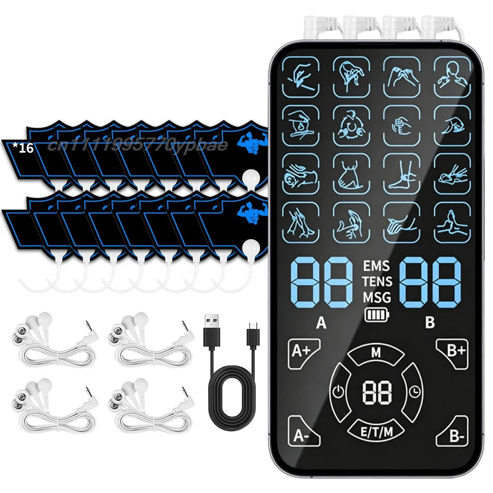 Rechargeable Dual-Channel TENS/EMS Massager, 16 Modes