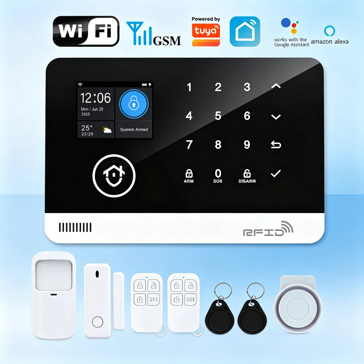Tugard Okos Otthon Biztonsági Rendszer Készlet WiFi GSM vezeték nélküli 120dB sziréna mozgásérzékelő Tuya alkalmazás távvezérlés