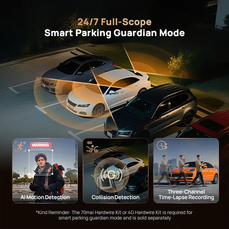 70mai T800 3-Channel 4K Dash Cam with HDR, GPS, 4G & WiFi 6