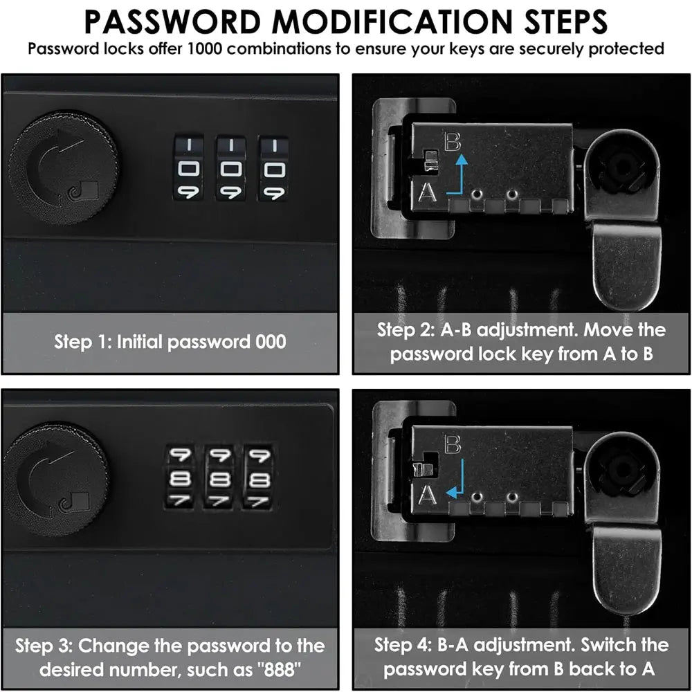 20-Hook Wall Key Cabinet with Combination Lock & Tags
