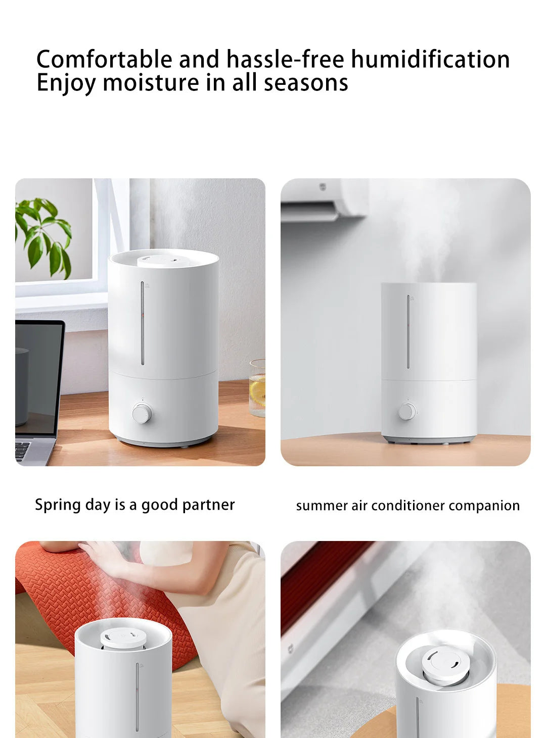 Xiaomi Luftfuktare 2 4L Tyst Dimma Luftfuktighetskontroll 300mL/h