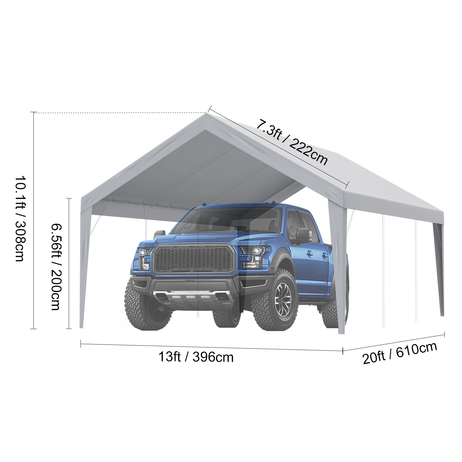 SucceBuy Carport Replacement Canopy Cover with Ball Bungees