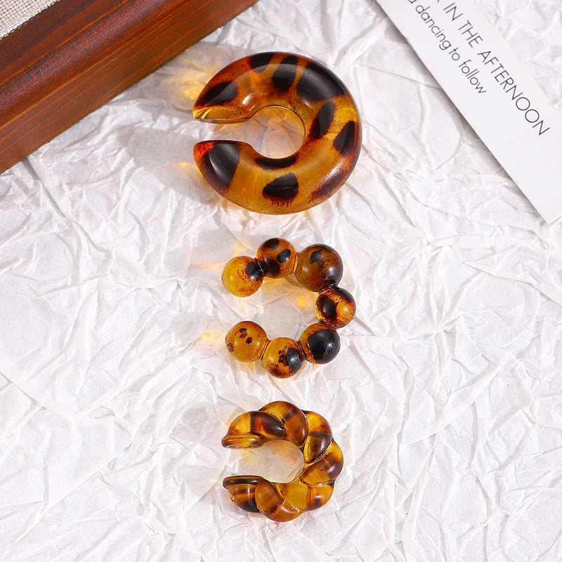 Fashion 4pcs C Shaped Acrylic Ear Clip for Women Simple Gold Silver Color No Pierced Round Earrings Punk Female Jewelry